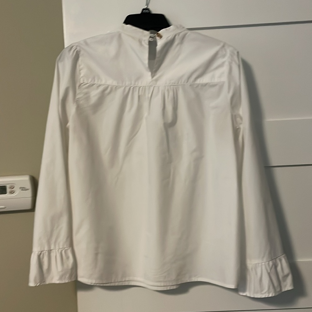 Anthropologie Maeve White Poplin Bell Sleeved Blouse Top Size 6 - Picture 4 of 5